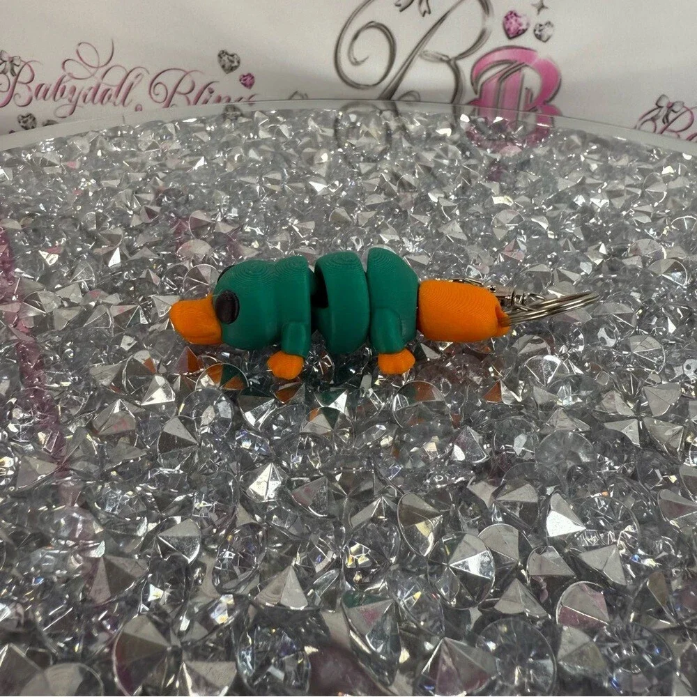 Platypus keychain 3D printed green and Orange Platupus Keychain mini cute
